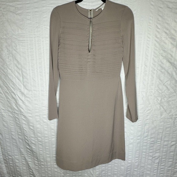 Diane Von Furstenberg Dress Womens 4 Kimian Silk Pleated Split Neck Long Sleeve - Picture 2 of 12